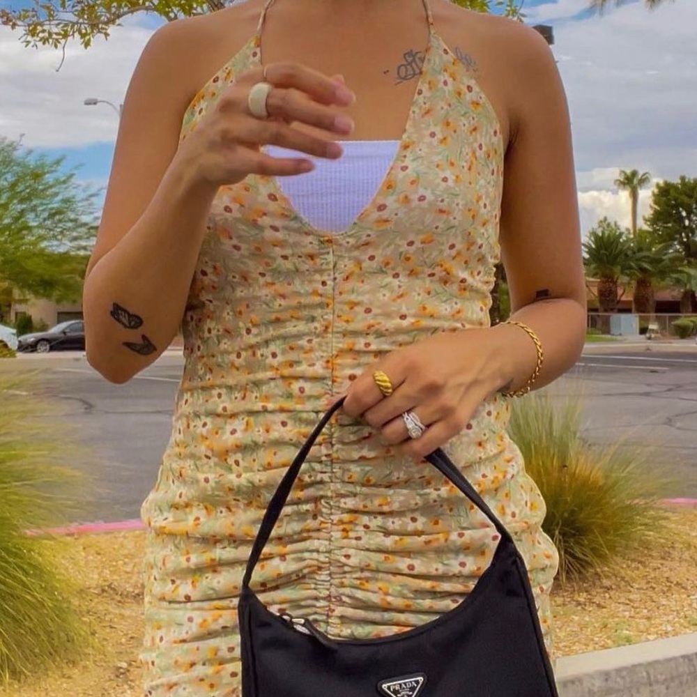 Floral halter bodycon dress